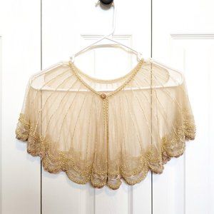(New) Beige color Beaded Flapper Shoulder Cape